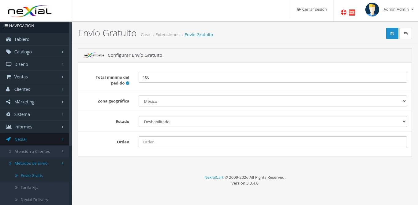 Free Shipping configuration