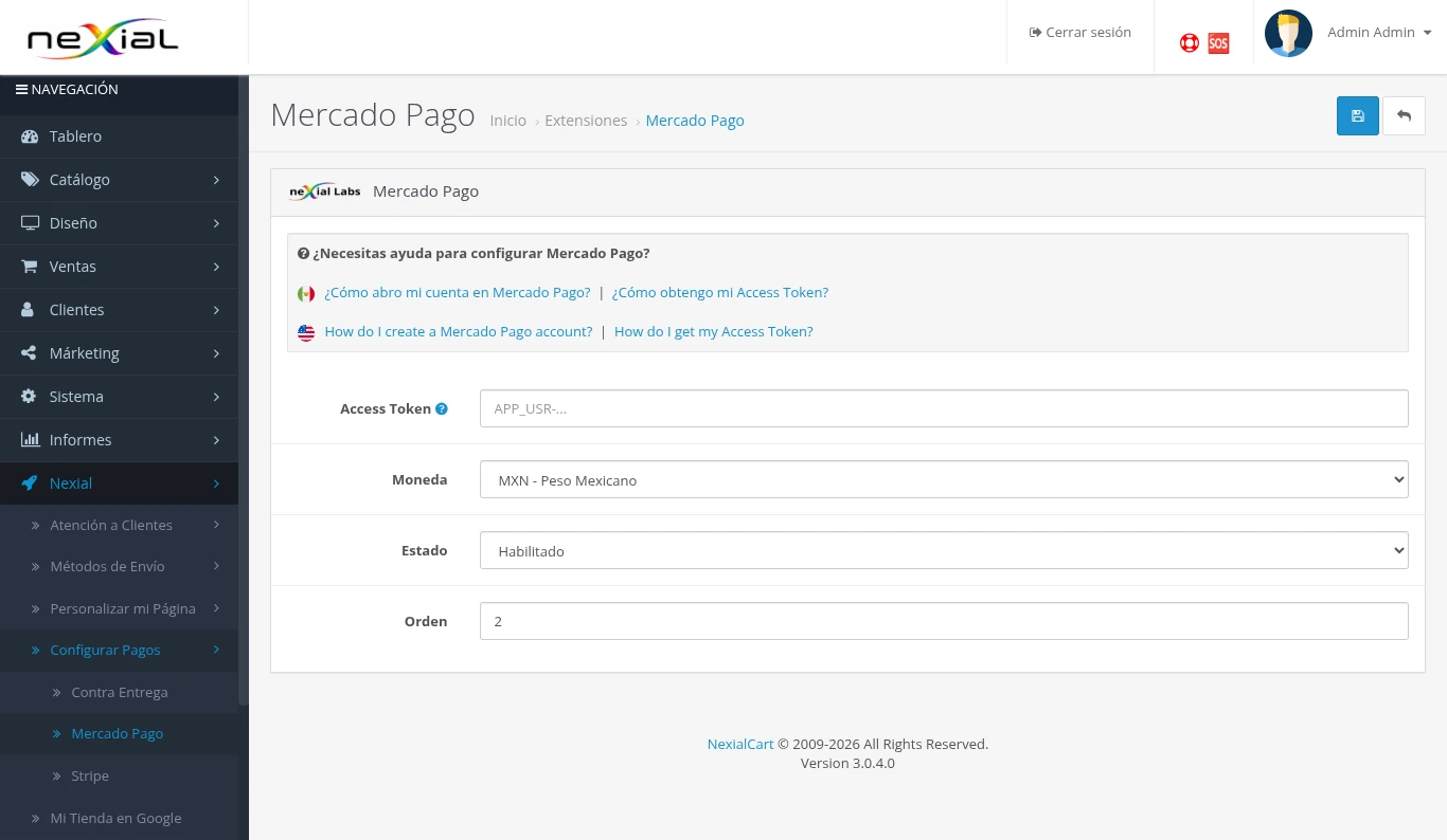 Configuracion de Mercado Pago