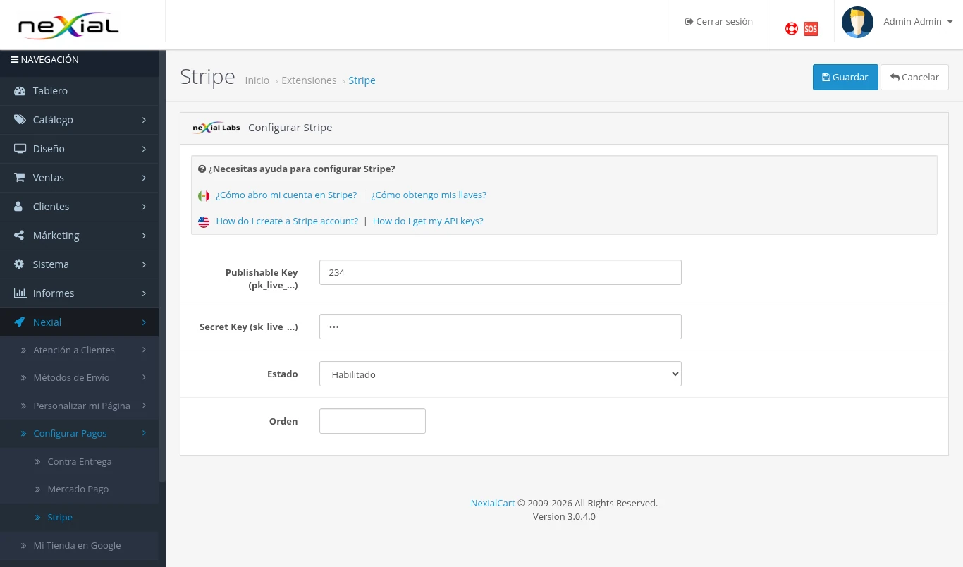 Configuracion de Stripe